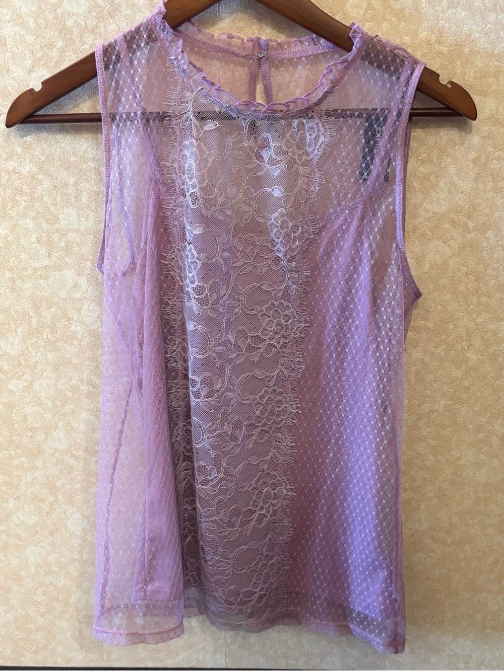 Express Lavender Sheer Lace Sleeveless Top